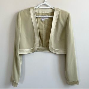 APPLE GREEN VINTAGE OLEG CASSINI BOLERO JACKET OPEN FRONT
